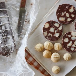 Macadamia chocolate salami