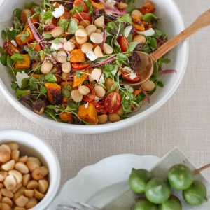 Macadamia and roasted pumpkin salad