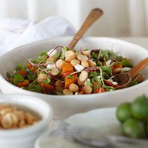 Macadamia, roasted pumpkin and goat’s cheese salad