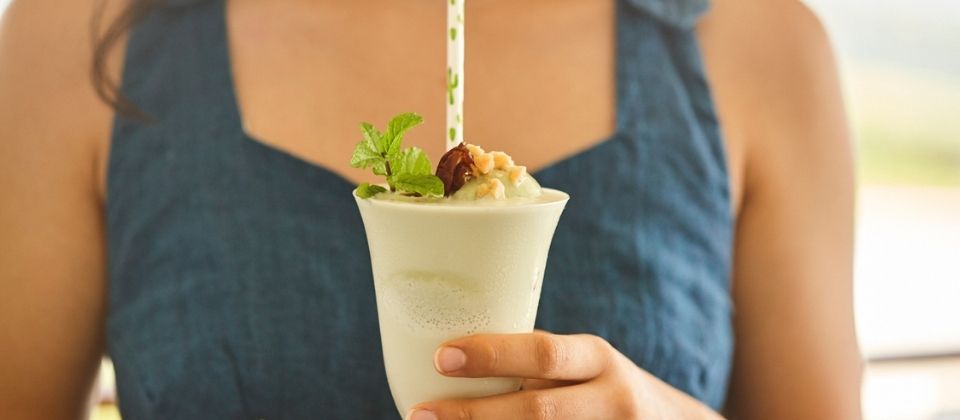 Matcha macadamia ice cream milkshake