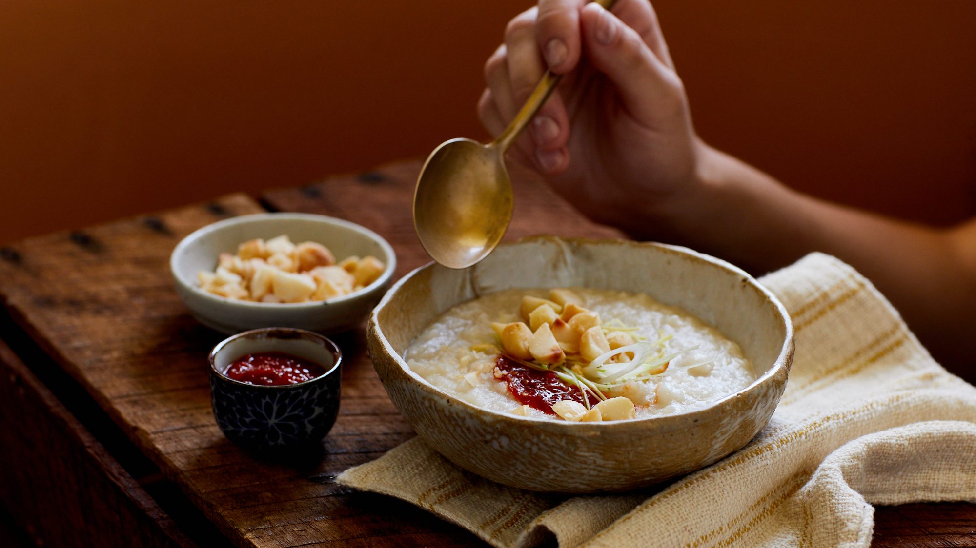 Roasted macadamia congee