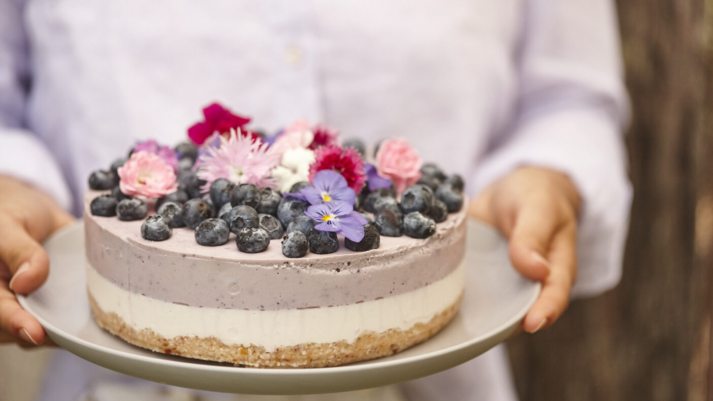 Lemon and blueberry macadamia 'cheesecake'