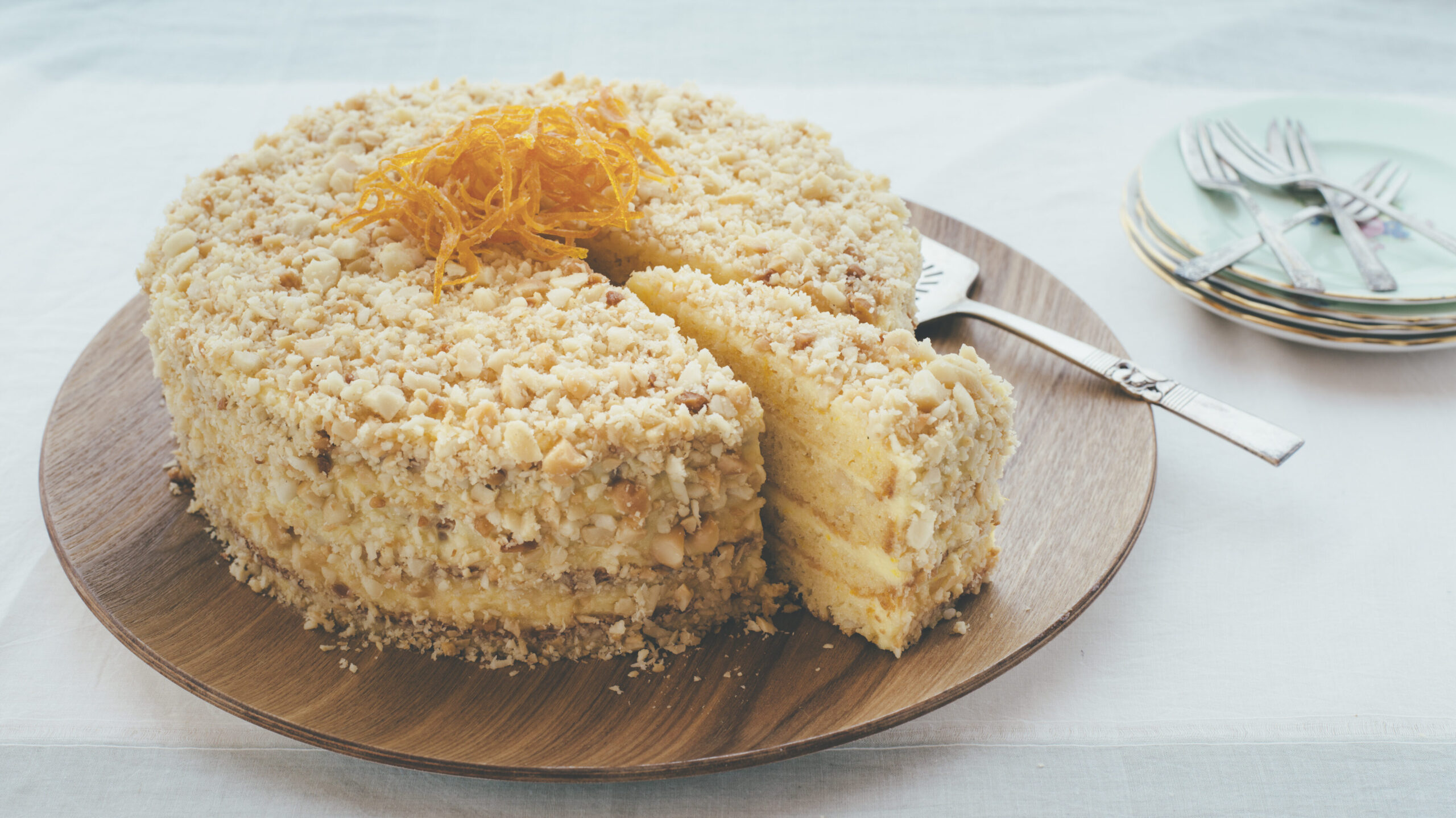 Orange and macadamia layer cake