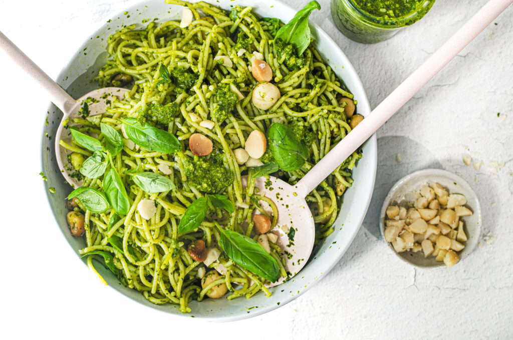 Vegan Macadamia Pesto Pasta