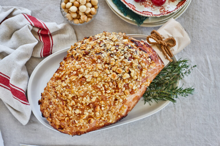 Macadamia glazed ham