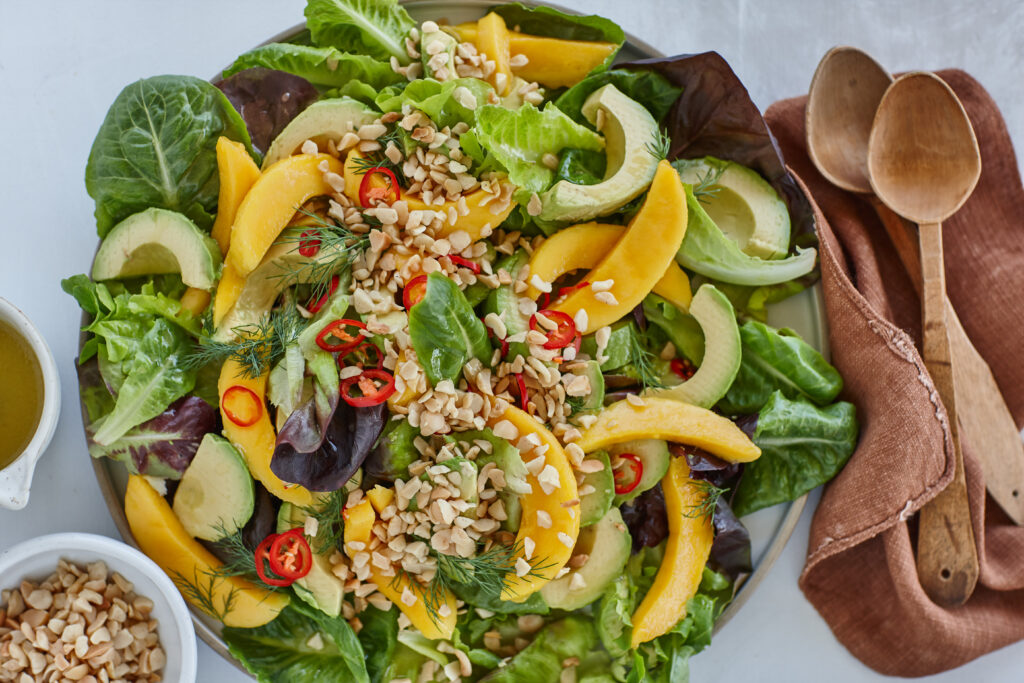 Macadamia, mango and avocado salad