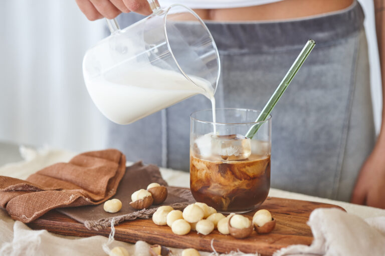 Macadamia milk iced coffee