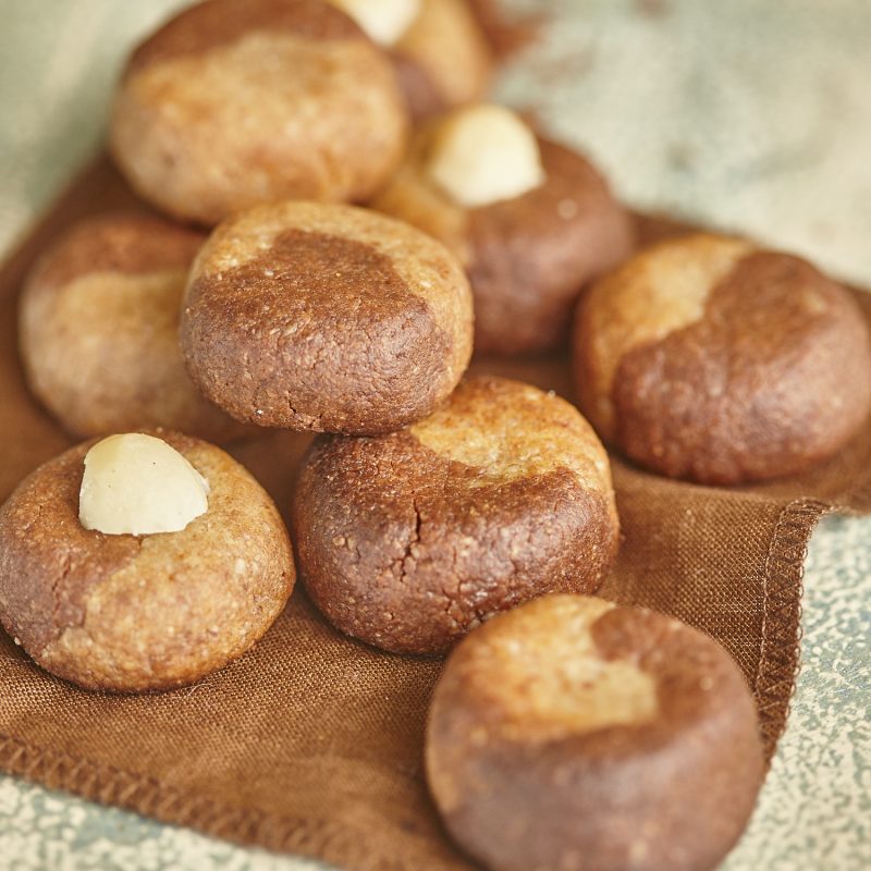 Three ingredient fudgy macadamia cookies