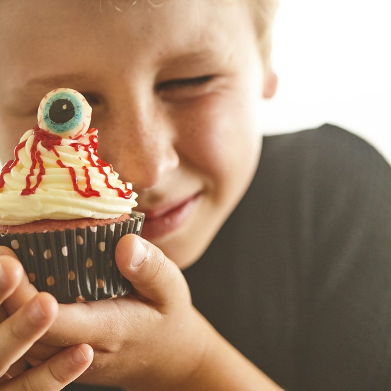 Ghoulish macadamia cupcakes