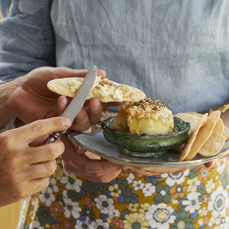 Baked macadamia feta