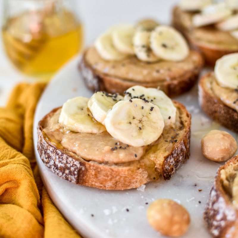 2305 Salted macadamia butter, banana and honey crostinis (2)