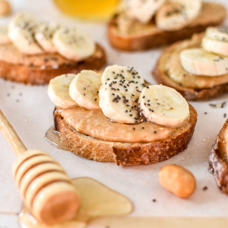 2305 Salted macadamia butter, banana and honey crostinis (5)