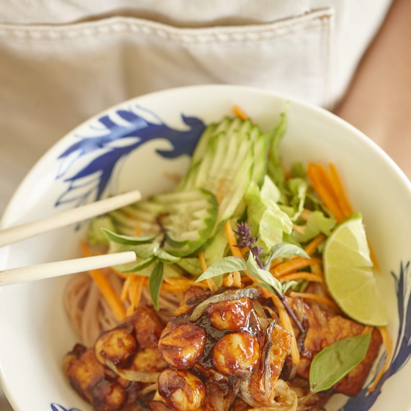 Easy stir fried tofu with macadamia nuts