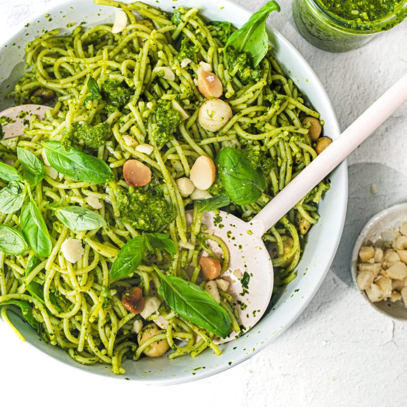 Vegan Macadamia Pesto Pasta