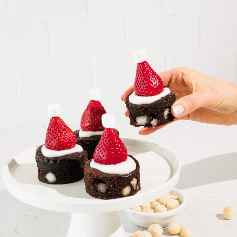 gluten free macadamia christmas brownies