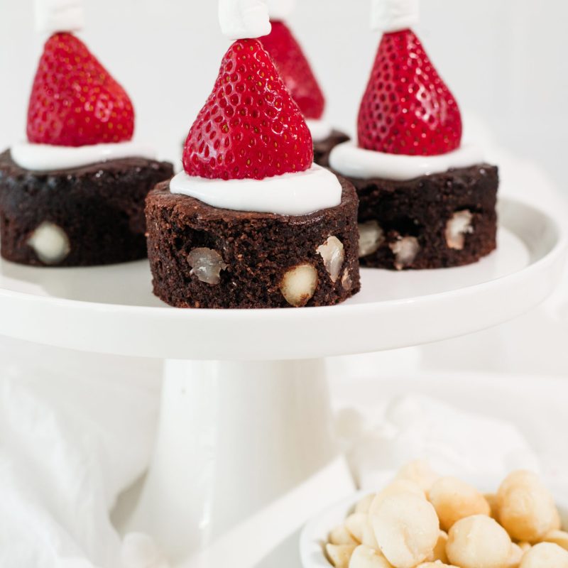 gluten free santa hat brownies